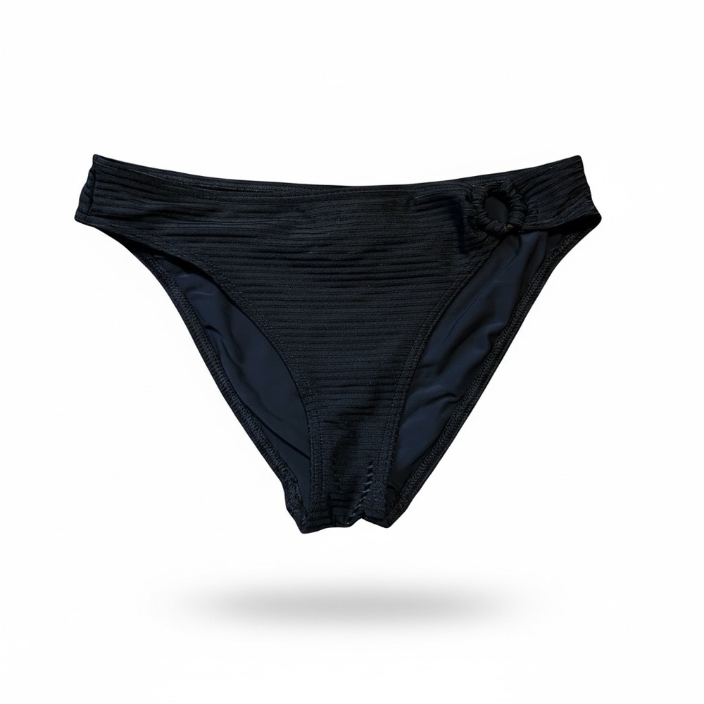 Solid And Striped Ribbed Bikini Bottoms Black - image 1